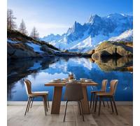 Papier Peint Mural 3D Paysage De Montagne Des Alpes 200x140 cm Papier Peint Murale Panoramique Poster Tapisserie Photo intissé, pour Chambre Salon Personnalisé Murale Décoration