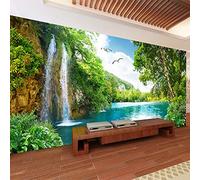 Papier peint mural 3D personnalisé décor à la maison vert montagne cascade Nature paysage 3D Photo papier peint pour salon chambre,220cm(W) x 160cm(H)