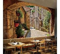 Papier peint mural 3D personnalisé, photo de rue de ville européenne, pour la décoration de la cuisine, du salon, du restaurant et de la maison. 300cm(W)×210cm(H)