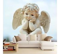 Papier Peint Mural 3D Petit ange blanc 350x256 cm Papier Peint Murale Panoramique Poster Tapisserie Photo intissé, pour Chambre Salon Personnalisé Murale Décoration