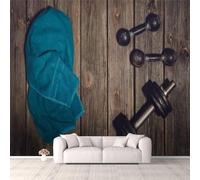 Papier Peint Mural 3D Pour Chambre D'Enfant Serviette De Fitness Avec Haltères D'Entraînement Physique 350(W)X256(H)Cm Salon Tv Canapé Thème Hôtel De Luxe Fond Paysage Peinture Murale Décor À -10493