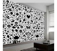 Papier Peint Mural 3D Rétro Et Bohème Papier Peint Fleurs Cœurs Papillons 350 X 256 Cm, Murales Noir Tapisserie Murales Intissé Panoramique Murale Pour Salon Chambre - Moderne Maison Décoration