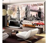 Papier peint Mural 3D Style rétro Architecture London Tower Bridge Photo Papier peint Restaurant Club Ktv Bar Décoration Mural Papier Peint 3D Faux Cuir Vinyle Mural Chambre Salle-300cm×210cm