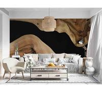 Papier Peint Mural 3D Texture de bois abstraite, 350x250cm Papier Peint Panoramique Poster Tapisserie Photo, Peinture Murale pour Chambre Salon Personnalisé Murale Décoration