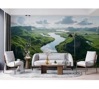 Papier Peint Mural 400 x 280 cm Forêt De Pic Karstique Et Zone Humide Montagne Impression 3D HD Effet Réaliste Tableau mural Lavable Non Tissé Décoration Murale pour Salon Chambre Bureau A-502