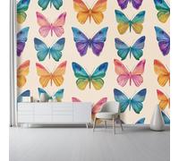 Papier Peint Mural 400 x 280 cm pour Salon Chambre Cuisine - Design Aquarelle Papillon Élégant - Facile à Poser, Imprimé Haute Résolution, Résistant à l’Eau et Facile à Nettoyer, Coloré