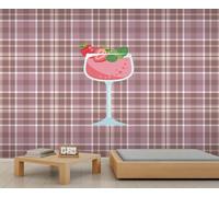 Papier Peint Mural à Carreaux Rose et Violet Motif Cocktail de Dessin Animé Papier Peint pour Chambre à Coucher Salon Affiche 490 X 350 cm