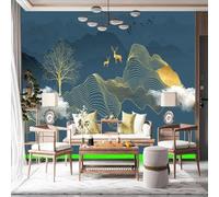 Papier peint mural à l'encre de Chine, paysage, lignes abstraites, design, bureau, décoration intérieure