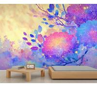 Papier peint mural abstrait floral pastel élégant pour chambre à coucher, fresque murale grand format inspirée de l'aquarelle, décoration murale facile à installer pour les maisons modernes 250x195cm