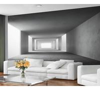 Papier peint mural abstrait grand format en forme de tunnel - Design minimaliste lumineux et spatial, décoration contemporaine pour intérieurs de maison 200x140cm (Non autocollant)