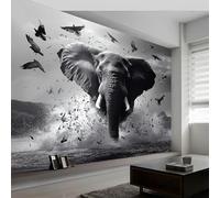 Papier Peint Mural Animaux Éléphants, Surréalisme Papier Peint Photo Panoramique Intissé - Poster Geant Mural Personnalisé 250 x 175 cm pour Salon Cuisines Chambre Muraux Décor