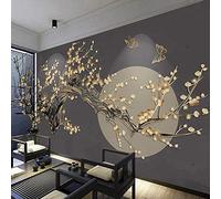 Papier Peint Mural Arbre à fleurs doré de style chinois Mural 3D Mur Photo Fond 400 * 280 (W x H) Affiche Murale Autocollant Mural Maternelle Garçon Bébé Chambre Mur Art Décoration