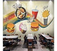 Papier Peint Mural Autocollant, Matériau Imperméable Et Amovible, Poster Mural Personnalisé, Salon, Bureau, Chambre, Restaurant, Bar, Café, Toile De Fond. Magasin De Hamburgers Dessinés À La M-9258510