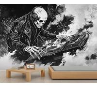 Papier peint mural avec motif tête de mort, musique rock pour chambre d'enfant, salon, chambre à coucher, canapé, arrière-plan TV - 400 x 280 cm