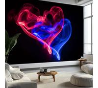 Papier Peint Mural Chambre Cœur Rouge Et Bleu Brillant 500 x 280 cm, Poster Mural Tableaux Muraux Tapisserie Noir Salon Chambre d'enfants Mur de Fond Papier Peint Panoramique