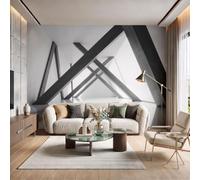 Papier Peint Mural Chambre Minimalisme Architecture 200x140cm Geant Muraux | Poutres Piliers Ombre Légère 3D Tableaux Murale Poster Photo, Salon Chambre d'enfants Mur de Fond Papier Peint Panoramique