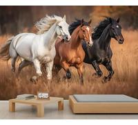 Papier peint mural cheval au galop - Décoration murale pour chambre à coucher - 390 x 260 cm - Ne se décolle pas et ne colle pas
