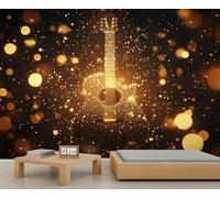 Papier peint mural de guitare, papier peint de guitare clair et ombré pour salon, chambre à coucher, étude, décoration de fond TV - 280 x 200 cm