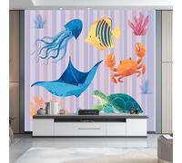 Papier Peint Mural de Motif Animal Sous-Marin, Style Mignon Impression Photo Panoramique Déco de La Maison - Pour Salon Chambre D'enfant Décoration Murale 350 x 256 cm, Coloré