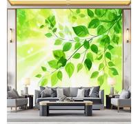 Papier Peint Mural de Motif De Feuille De Soleil, Style Simple Impression Photo Panoramique Déco de La Maison - Pour Salon Chambre D'enfant Décoration Murale 400 x 280 cm, Vert Clair