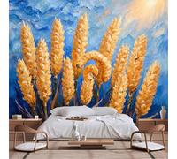 Papier peint mural de taille personnalisable, art post-impressionnisme/champ de blé doré, ciel tourbillonnant surréaliste, papier peint autocollant en tissu pour salon