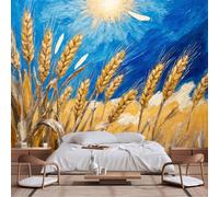 Papier peint mural de taille personnalisable, champ de blé éclairé par le soleil post-impressionnisme, scène rurale pastorale, papier peint autocollant en tissu pour salon