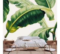 Papier peint mural de taille personnalisable, impression botanique réaliste - Grande feuille de bananier tropical vert feuillage intérieur, autocollant - Papier peint mural en tissu pour salon