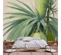 Papier peint mural de taille personnalisable, plantes tropicales botaniques, feuilles de palmier vertes, tige de banane et peinture à l'huile de fruits, papier peint autocollant en tissu pour salon