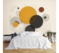 Papier peint mural de taille personnalisée - Cercle géométrique moderne - Papier peint d'art minimaliste - Grand papier peint photo autocollant amovible pour salon