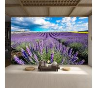 Papier peint mural de taille personnalisée, champ de lavande, fleurs jaunes, ciel bleu, autocollant amovible, pour salon, chambre à coucher, magasin, bureau, enfants