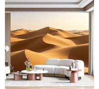 Papier peint mural de taille personnalisée - Désert doré - Dunes de sable - Paysage minimaliste - Lumière du soleil - Horizon - Tissu mural auto-adhésif amovible pour la maison et le bureau