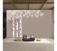 Papier peint mural de taille personnalisée, encre d'Asie de l'Est minimaliste, feuilles de bambou, autocollant, amovible, pour salon, chambre à coucher, magasin, bureau, enfants