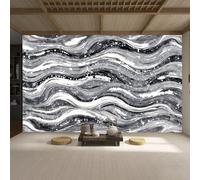 Papier peint mural de taille personnalisée, motif abstrait, monochrome, lignes ondulées, gris et noir, autocollant amovible, pour salon, chambre à coucher, magasin, bureau, enfants
