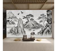 Papier peint mural de taille personnalisée, pavillon d'eau calme des formations rocheuses de l'Asie de l'Est, papier peint autocollant amovible pour salon, chambre à coucher, magasin, bureau, enfants