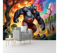 Papier peint mural de taille personnalisée, paysage de gorille préhistorique avec pyramide ancienne et ciel ardent, papier peint autocollant amovible pour salon, chambre à coucher, magasin, bureau