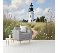 Papier peint mural de taille personnalisée, paysage de phare, paysage côtier, vue sur la mer, œuvre d'art côtière, papier peint autocollant amovible pour salon, chambre, magasin, bureau, enfants
