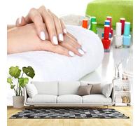 Papier peint mural de taille personnalisée, serviette blanche, manucure, spa, bouteilles de vernis à ongles colorées, tissu mural autocollant (sans PVC), grand papier peint amovible pour salon