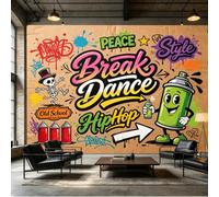 Papier peint mural de taille personnalisée urbain, hip-hop, graffiti, art, pause, danse, squelette, peinture en aérosol, tissu mural auto-adhésif, amovible, décoration murale pour salon, chambre à