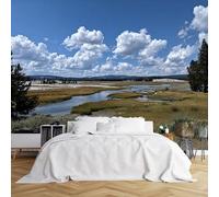 Papier peint mural de taille personnalisée Yellowstone Prairie River Papier peint paysage parc national grand papier peint photo autocollant amovible pour salon