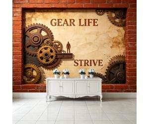 Papier peint mural de torréfaction de café de taille personnalisée, style industriel, vintage, silhouette de mur de brique, tissu autocollant amovible, décoration murale pour salon, chambre à coucher