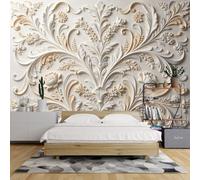 Papier Peint Mural Décoratif 3D Botanique Pour Chambre À Coucher 120 X 84 Pouces Motif Floral En Relief Feuilles Fleuries Style Vintage Élégant Idéal Pour Une Décoration Intérieure Élégant