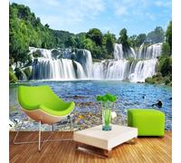 Papier Peint Mural - Décoration Murale 3D Personnalisée, Forêt Rivière Paysage 350(W) X256(H) Cm Fresco, Hd Print Art Poster Photo Photo Étanche Peel And Stick Mural, Pour Salon Tv Toile-7705510
