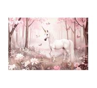 Papier peint mural DOMEVISTA licorne blanche dans une forêt rose fleurie 350 x 260 cm H1336