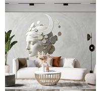 Papier Peint Mural Effet Marbre 3D Représentant La Déesse De La Lune 300 × 210 Cm Intissé Avec Relief Visage De Femme Décoration Murale Classique Statue Grande Taille Dimensions : 300 × 210 Cm