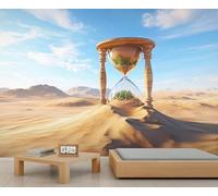 Papier peint mural en bois en forme de sablier de désert - Décoration murale HD - Décoration artistique - Photo de salon, canapé, arrière-plan TV - Poster personnalisé (non autocollant)