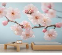Papier peint mural en fleur de cerisier - Papier peint japonais pour salon, chambre à coucher - 400 x 280 cm - Ne se décolle pas et ne colle pas