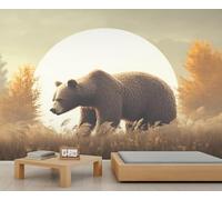 Papier peint mural en forme d'ours, grande cabane de loge, papier peint mural occidental pour chambre à coucher, papier peint mural ours - 390 x 260 cm (ne pas décoller et coller)