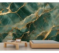 Papier peint mural en marbre vert émeraude, papier peint abstrait moderne pour salon, chambre à coucher, peintures murales de luxe - 200 x 140 cm (ne pas décoller et coller)