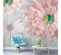 Papier Peint Mural Floral Intissé Rose Et Blanc À Motif De Plumes Et De Fleurs 100 × 70 Cm Décoration Murale Moderne Et Esthétique Œuvre D'Art Abstraite Pour Chambre De Fille Salle À Manger O