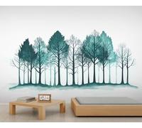 Papier peint mural forêt brumeuse - Papier peint pour chambre d'enfant - Décoration murale pour salon, forêt - 450 x 315 cm - Ne se décolle pas et ne colle pas
